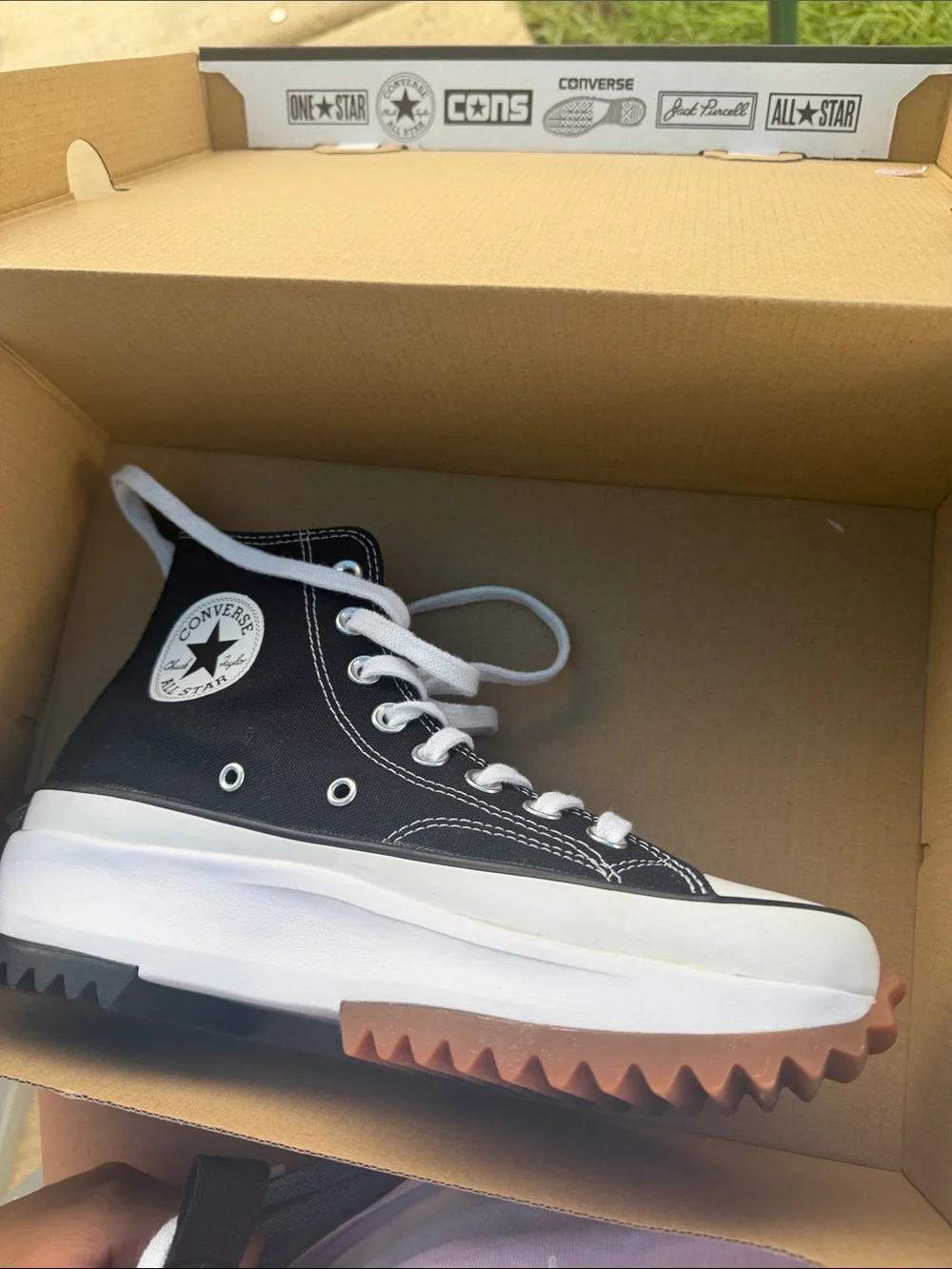 Converse Black & White Platform Run Star Hike Sneakers